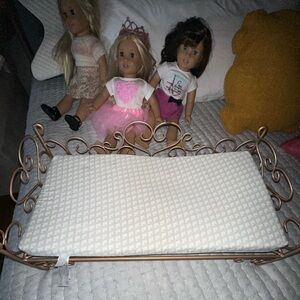Elegant Bronze Doll Bed with  Mattress
